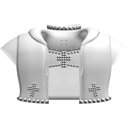♡ : emo alt studded hoodie w top in white v2