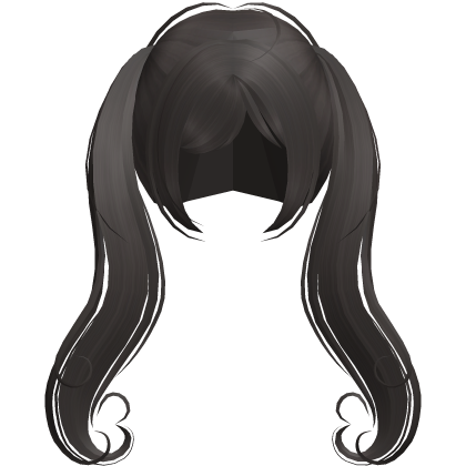 ♡ heart curled shy dolly pigtails dark brown