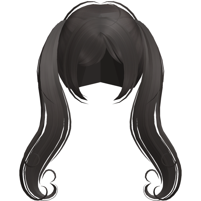 ♡ heart curled shy dolly pigtails dark brown