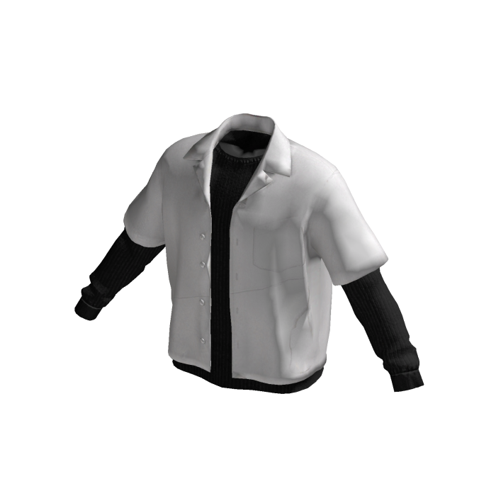 White Layered Button Shirt w/ Black Longsleeve