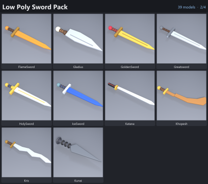Low Poly Sword Pack Katana Medieval Fantasy preview 2