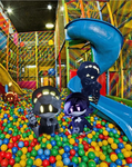 The Murder Drones group in the ballpit ball