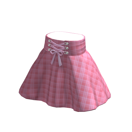 Pink Lace Up Plaid Skirt thumbnail