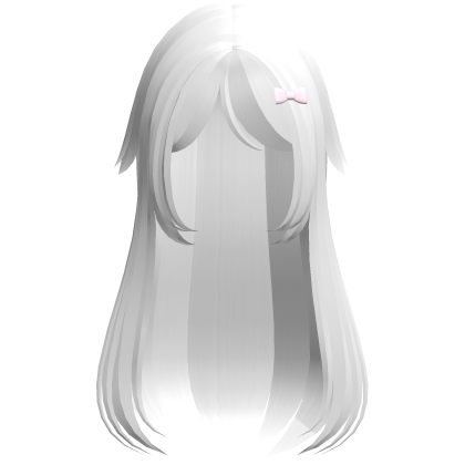 ♡ cute long saya anime hair with bow in white Roblox item