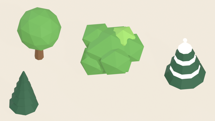 Stylized Tree Pack x40 Low Poly Pine Oak Palm preview 9