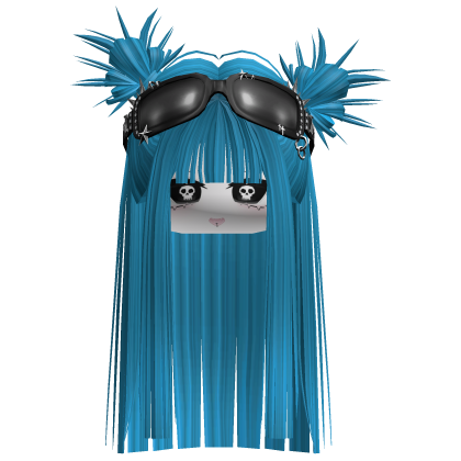 Hime Cut Spikey Buns W/ Shades&Face (Blue) Roblox item