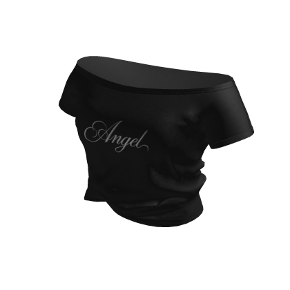 Off-Shoulder Tee with Script (Black)