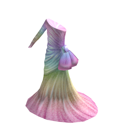 Ruched One-Sleeve Mermaid Gown - Rainbow Shimmer