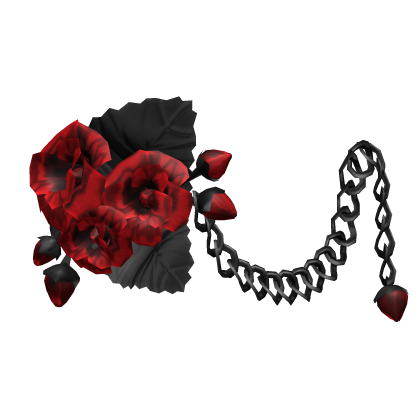 1.0 Red & Black Emo Goth Rose Flower Waist Chain