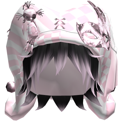Pink Circus Jester Hat w Black Pink Hair Roblox item