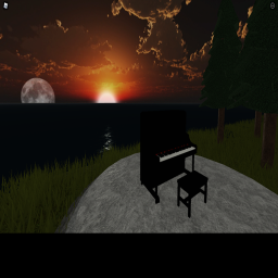 A Piano next to a Lake