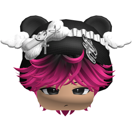 Cute black and pink hair Cat Cap Anime Y2k