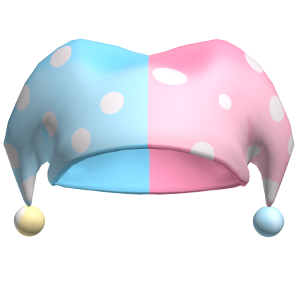 pink and blue jester clown costume hat