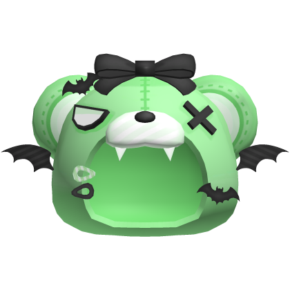 cute angry halloween vampire bear hood in green Roblox item