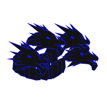 Blue Cartoony Dragon Heads