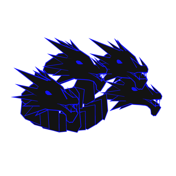 Blue Cartoony Dragon Heads