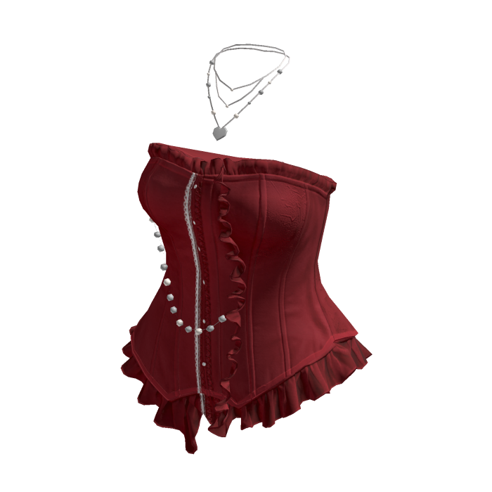 Strapless Corset Top with Ruffle Hem (Burgundy)