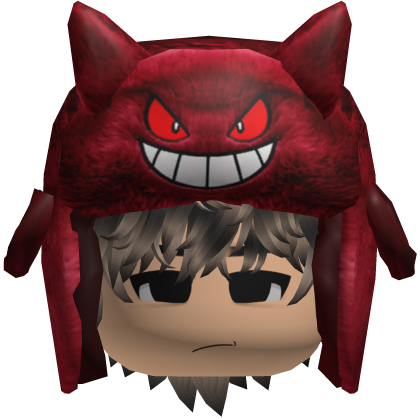 Red Monster Ushanka w/ Emo Boy Face y2k Hair