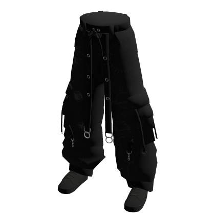 Black Baggy Cargo Pants w/ Shoes & Straps - Roblox