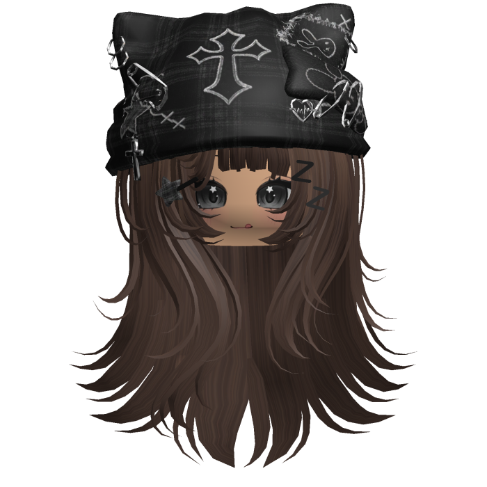 Brown Cross Beret Emo Girl Hair