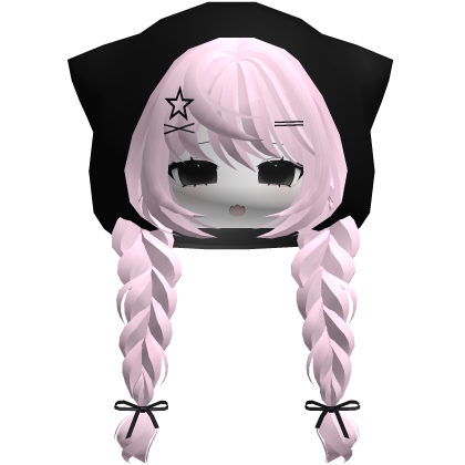 emo moe keri hair w anime girl face white pink
