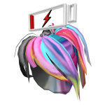 Silky Rainbow Ponytail & Bangs - Low Battery