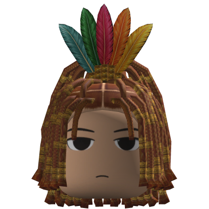 Braided Hair w/ Feather Headdress (Brown)