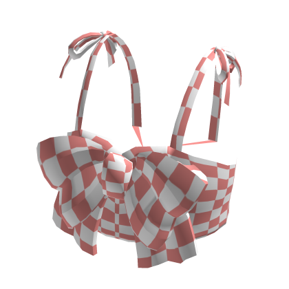 Pink Checkered Bow Top