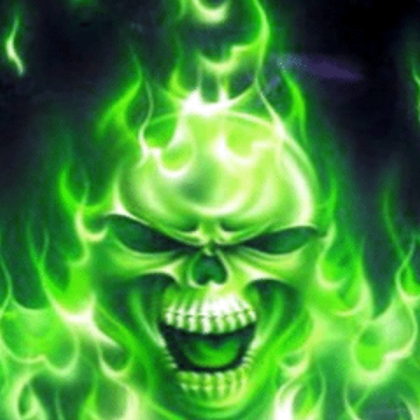 Fire skull - Green Roblox decal