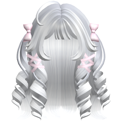 Cutecore Curly Hair w Kawaii Ribbons White