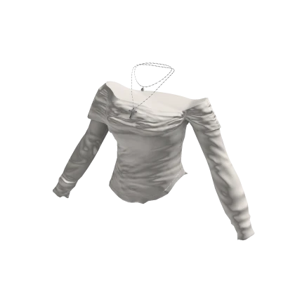 Y2K Off Shoulder Top w/ Cross Chain (White) | Roblox Item - Rolimon's