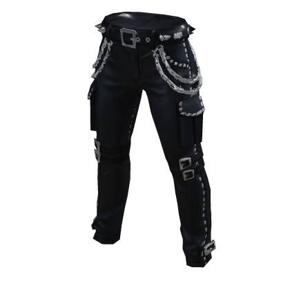 Chains Black Leather  Pant