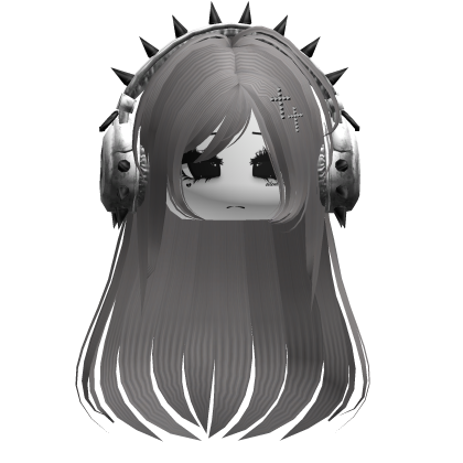 Punk Straight Hair W/ Headphones Grey V2