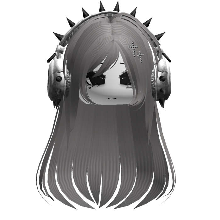 Punk Straight Hair W/ Headphones Grey V2