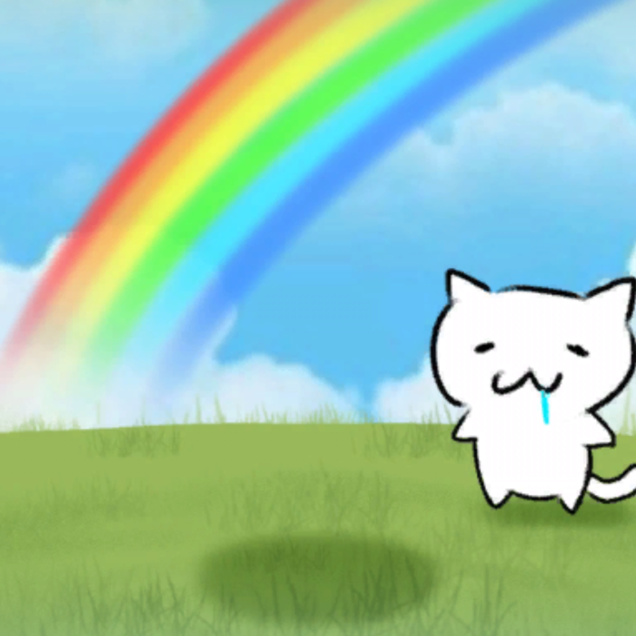 Sleepy Kitty Rainbow Meme Background