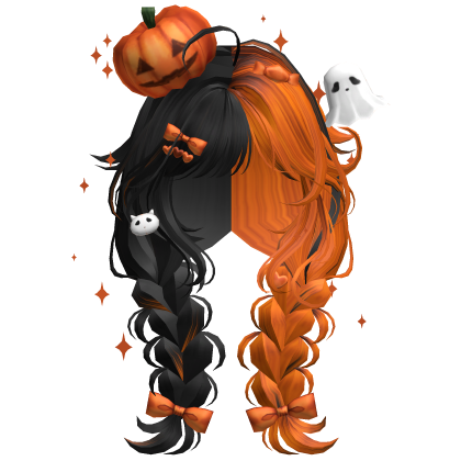Halloween Cute Pumpkin Braids (Black&Orange) Roblox item