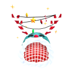 Christmas hood with antlers cyan