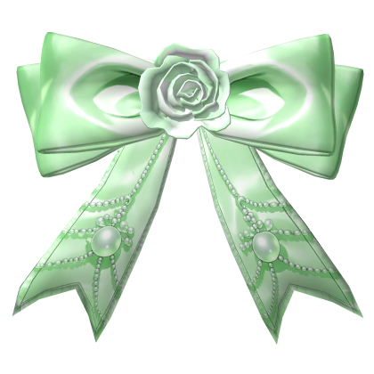 Green Kawaii Rose Bow Hair Clip Roblox item