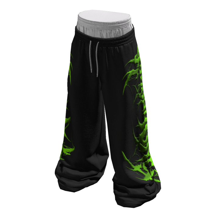 Sagging Black/Green Y2K Svddenly Print Sweatpants