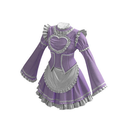Maid Dress Cute Anime Classic Ruffle Purple White