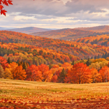 Autumn Falling Leaves Valley Background