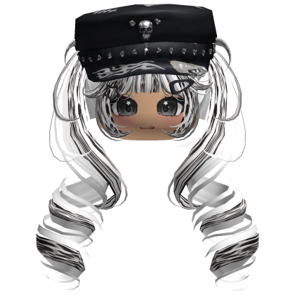 Cheetah White Skull Y2K Cap Twirly Hair
