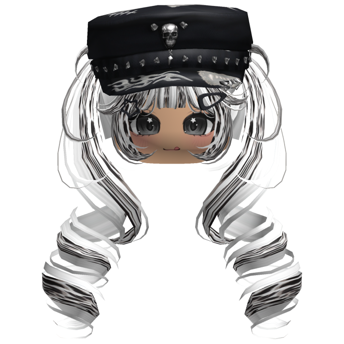 Cheetah White Skull Y2K Cap Twirly Hair