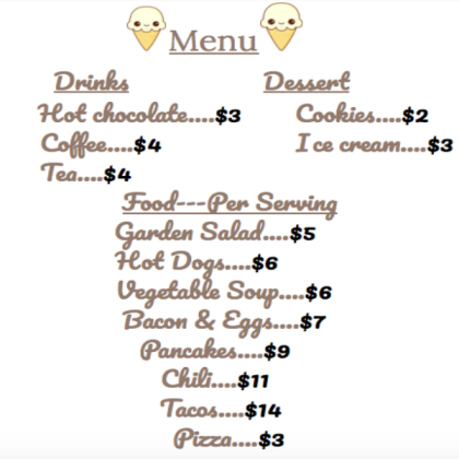 kawaii cafe menu  Roblox decal