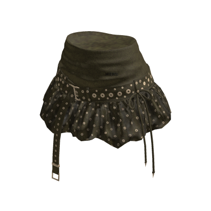 Ruffle Mini Skirt with Hanging Straps (Olive)