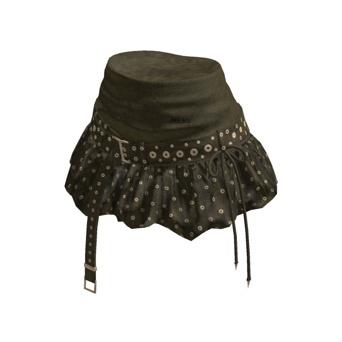 Ruffle Mini Skirt with Hanging Straps (Olive)