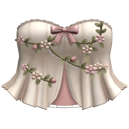 White Pink Y2K Flower Corset