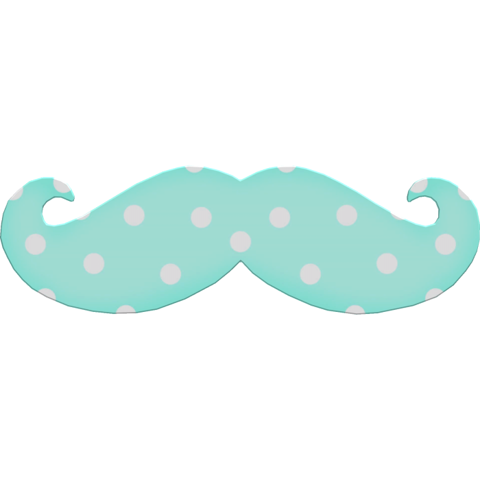 Cute Blue Pastel Trendy Polka Dot Mustache
