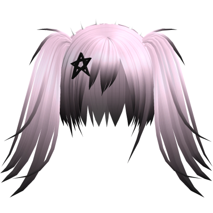 Pink Fade Scene Vkei Long Pigtails w/ Star Clip Roblox item