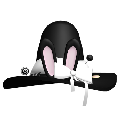 ✙ | cutesy black n white halloween bunny witch hat